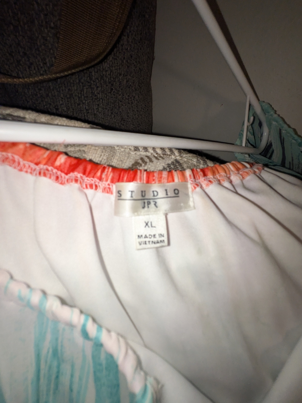 Cute Studio JPR White Blouse with Turquoise, Royal Blue, Hot Pink And Coral - XL